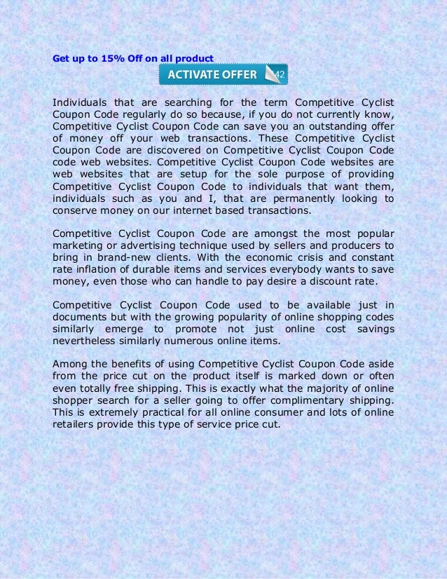Competitive cyclist coupon code