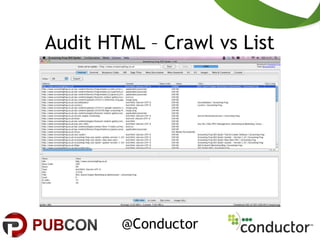 Audit HTML – Crawl vs List
@Conductor
 