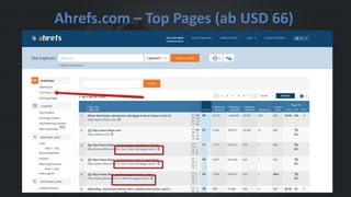 Buzzsumo.com (ab USD 99)
Ähnliche Funktionen: Ahrefs.com (Top Content), Sistrix, SearchMetrics, Topsy.com
 