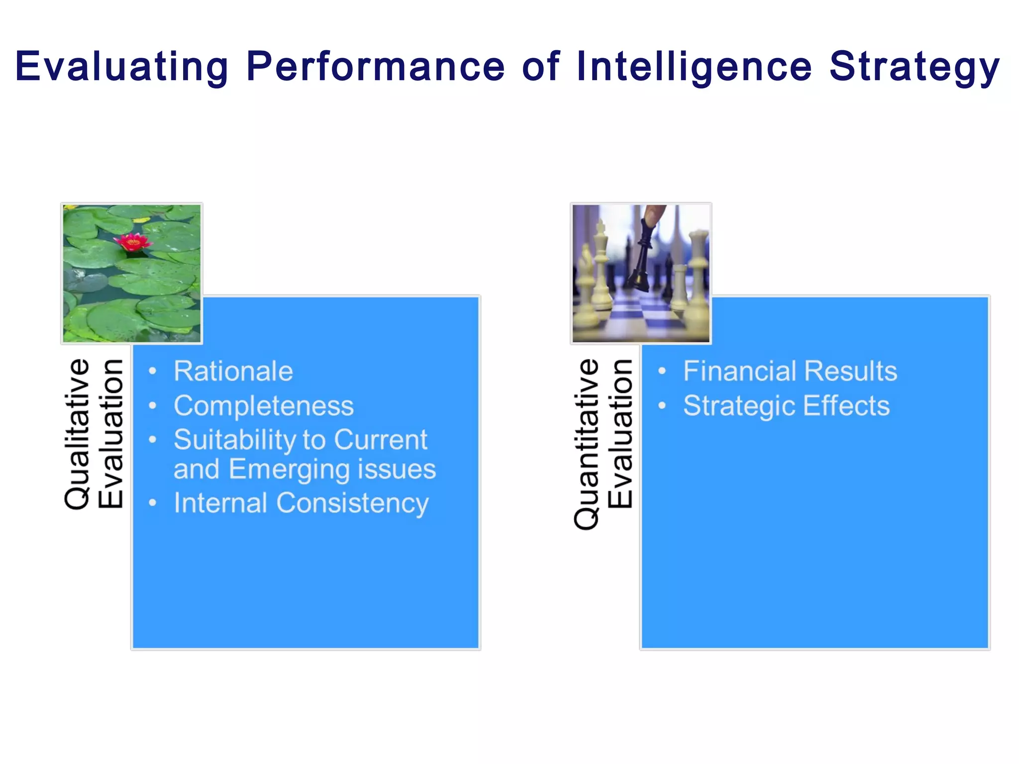 Evaluating Performance of Intelligence Strategy
 