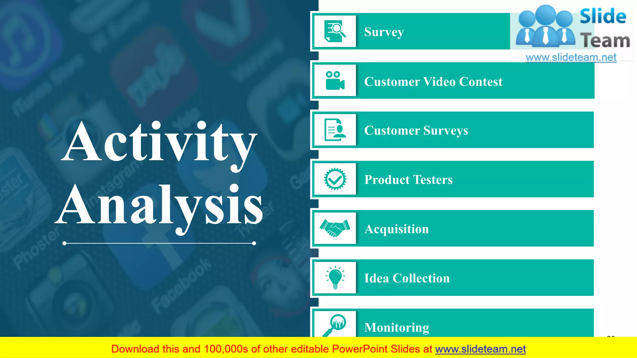 23
Monitoring
Survey
Customer Video Contest
Customer Surveys
Product Testers
Acquisition
Idea Collection
Activity
Analysis
 