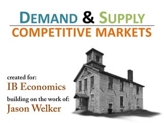Demand &Supply COMPETITIVE MARKETS created for: IB Economics building on the work of: Jason Welker 