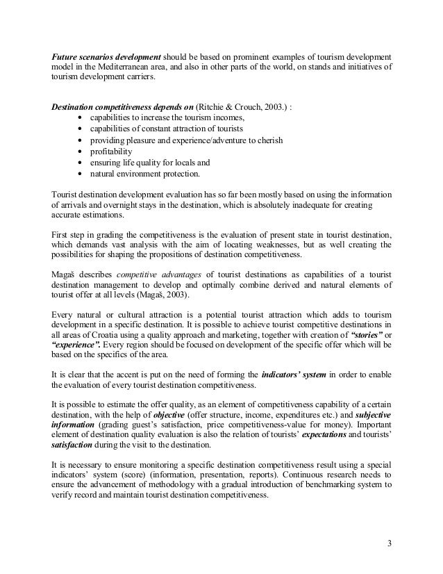 Tourist Destination Competitiveness Market Challenges And Evaluation