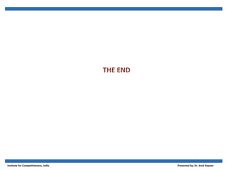 THE END
Institute for Competitiveness, India Presented by: Dr. Amit Kapoor
 