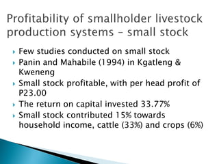Competitiveness of Botswana's smallholder livestock production