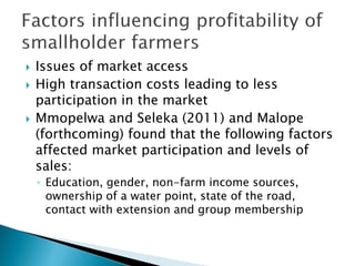 Competitiveness of Botswana's smallholder livestock production