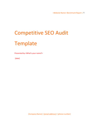 Competitive SEO Audit Template | PDF