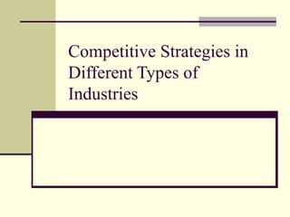 Competitive Strategies in
Different Types of
Industries

 