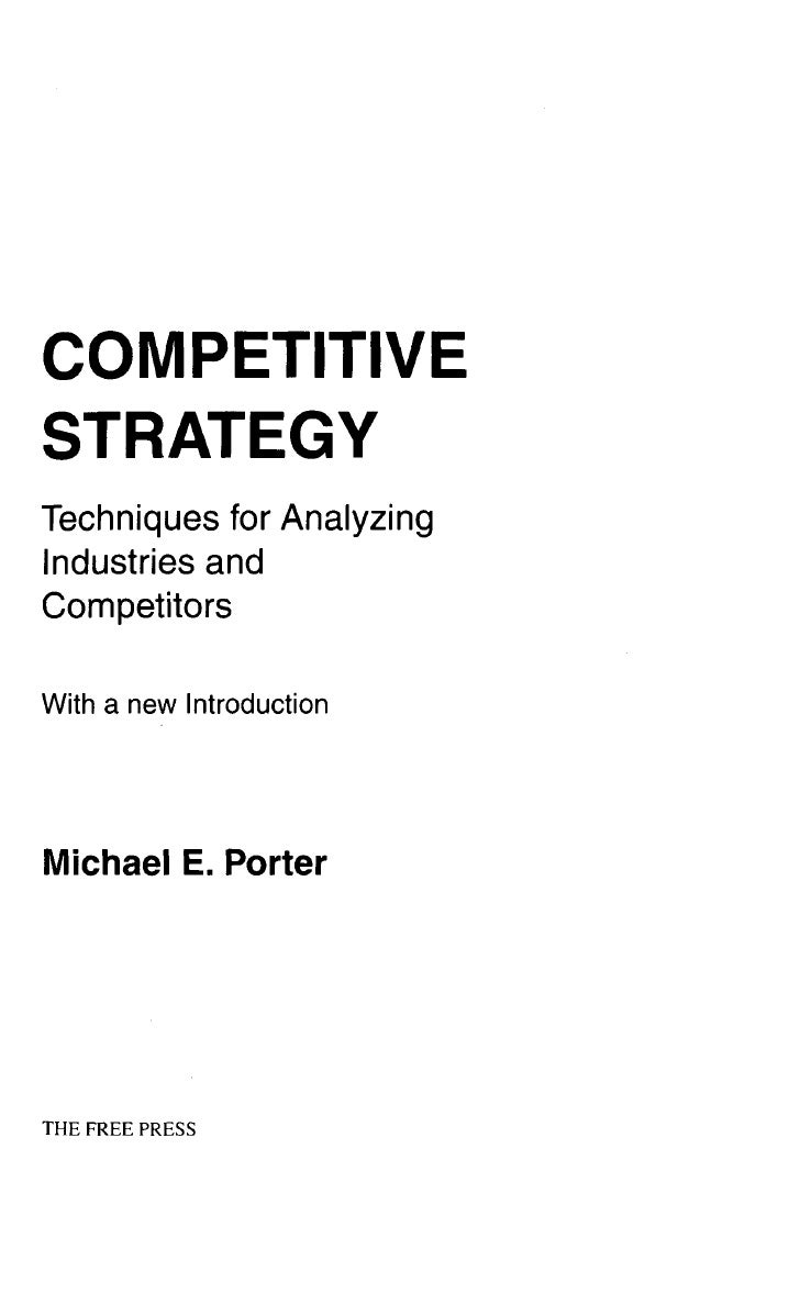 Competitive Strategy Michael Porter