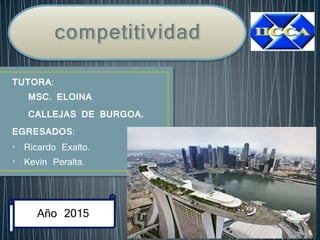 TUTORA:
MSC. ELOINA
CALLEJAS DE BURGOA.
EGRESADOS:
• Ricardo Exalto.
• Kevin Peralta.
Año 2015
 