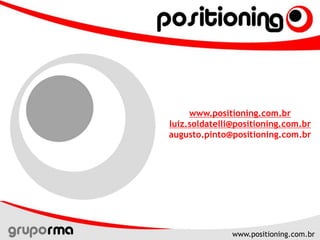 Metodologia GPVCiclo de VendasZona de ForecastEstágio IEstágio IIEstágio IIIEstágio IVEstágio VProspecçãoVenda TécnicaNegociação(T&C’s)Contrato(jurídico)Geração de LeadsF = 30%F = 70%F = 10%Wins/LossesM1M4M3M2 Ident. Contatos