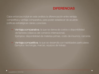 • Ventaja comparativa
• Ventaja competitiva