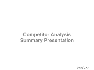 Competitor Analysis
Summary Presentation

1

 