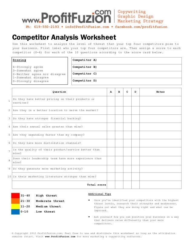 competitor analysis worksheet competitive analysis worksheet