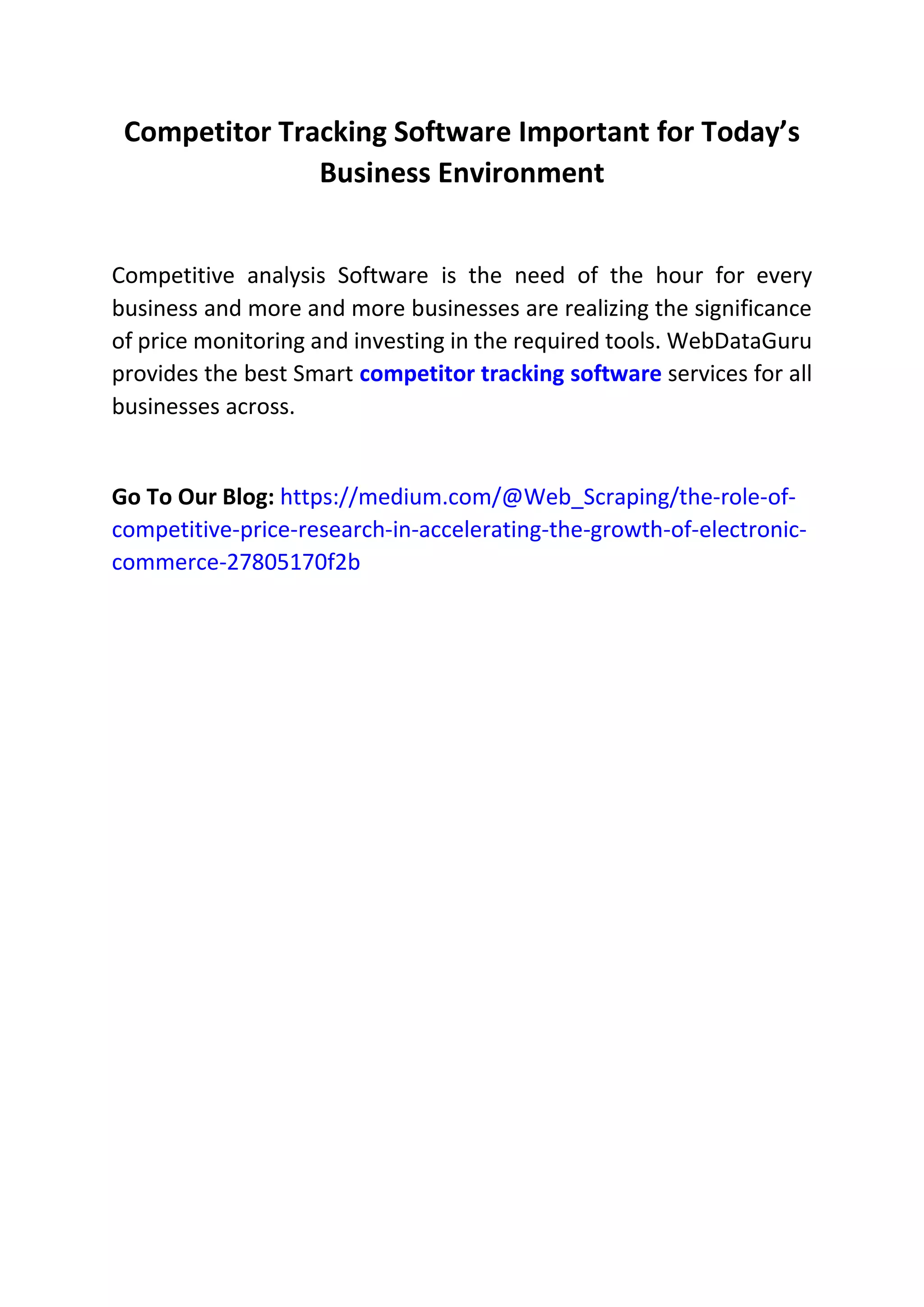 Competitor Tracking Software Important for Today’s Business Environment ...