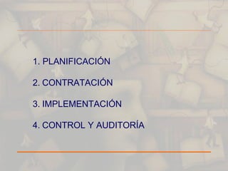 1. PLANIFICACIÓN 2. CONTRATACIÓN 3. IMPLEMENTACIÓN 4. CONTROL Y AUDITORÍA 