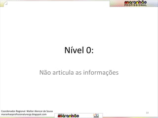 Nível 0: 
Não articula as informações 
14 
Coordenador Regional: Walter Alencar de Sousa 
maranhaoprofissionaluresjp.blogspot.com 
 