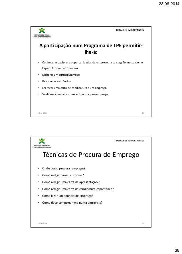Técnicas de procura de emprego IEFP 2012