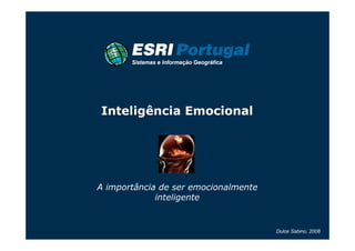 Inteligência Emocional




A importância de ser emocionalmente
             inteligente


                                      Dulce Sabino, 2008
 