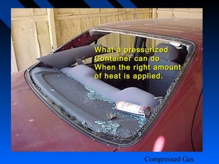 What a pressurized
Container can do
When the right amount
of heat is applied.




            Compressed Gas
 