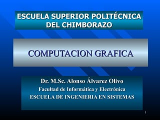 COMPUTACION  GRAFICA Dr.  M.Sc. Alonso Álvarez Olivo Facultad de Informática y Electrónica ESCUELA  DE INGENIERIA EN SISTEMAS ESCUELA SUPERIOR POLITÉCNICA DEL CHIMBORAZO 