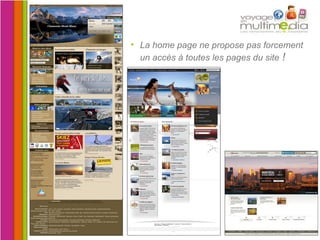 La home page ne propose pas forcement un accès à toutes les pages du site  ! 
