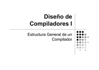 Diseño de
Compiladores I
Estructura General de un
Compilador
 