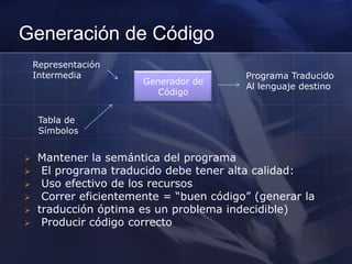 Porque se divide el Análisis Léxicodel Sintáctico?Simplifica y modulariza el diseño del compilador, se hace mas claro, facilita la implementación