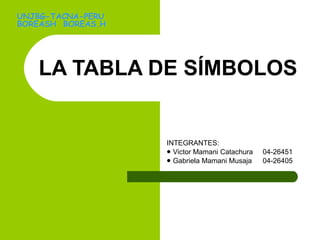 LA TABLA DE SÍMBOLOS ,[object Object],[object Object],[object Object],UNJBG-TACNA-PERU  BOREASH  BOREAS.H 