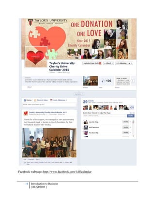 10 Introduction to Business
[ BUSF0103 ]
Facebook webpage: http://www.facebook.com/1d1lcalendar
 