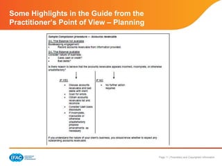 Page 11 | Proprietary and Copyrighted Information
Some Highlights in the Guide from the
Practitioner’s Point of View – Planning
 