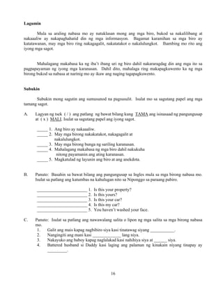 Grade 7 (Alternative) Filipino I - Learning Module for EASE