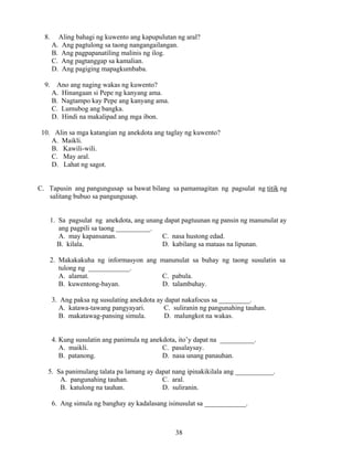 Grade 7 (Alternative) Filipino I - Learning Module for EASE