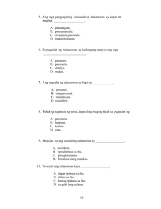 Grade 7 (Alternative) Filipino I - Learning Module for EASE