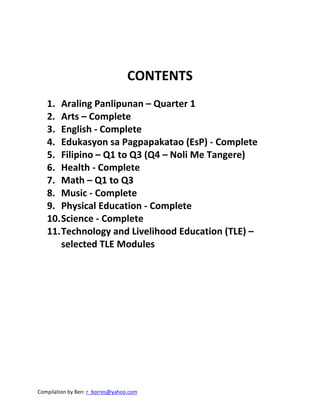 Module Philippines Contents Compilation of Learning Modules in Grade 9 (K to 12 Education System of ...