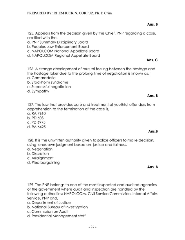 Compilation of previous board examination questions