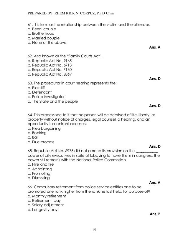 Compilation of previous board examination questions