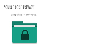 source code privacy
Compiled - Private
 