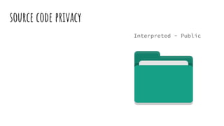 source code privacy
Interpreted - Public
 