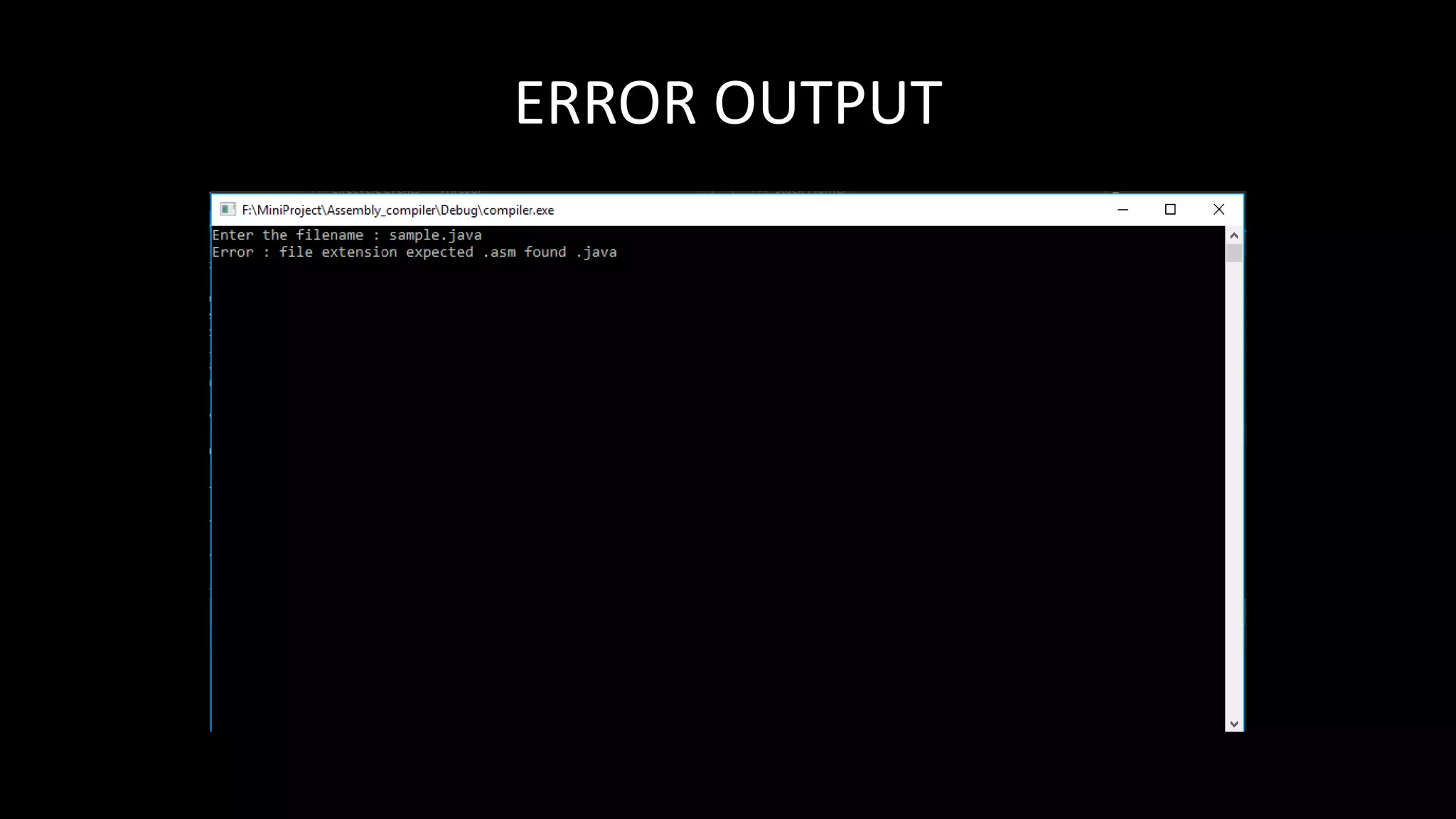 ERROR OUTPUT
 