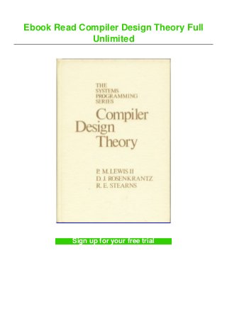 Ebook Read Compiler Design Theory Full
Unlimited
Sign up for your free trial
 