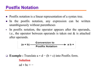 Postfix Notion Examples Compiler chapter six .ppt course material | PPT