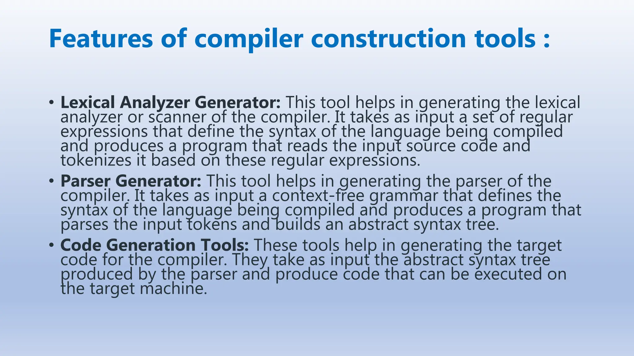 compiler construction tool in computer science . | PPT