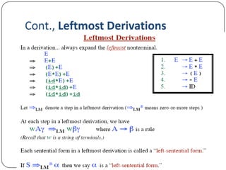 Cont., Leftmost Derivations
 