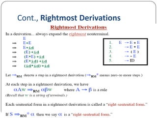 Cont., Rightmost Derivations
 
