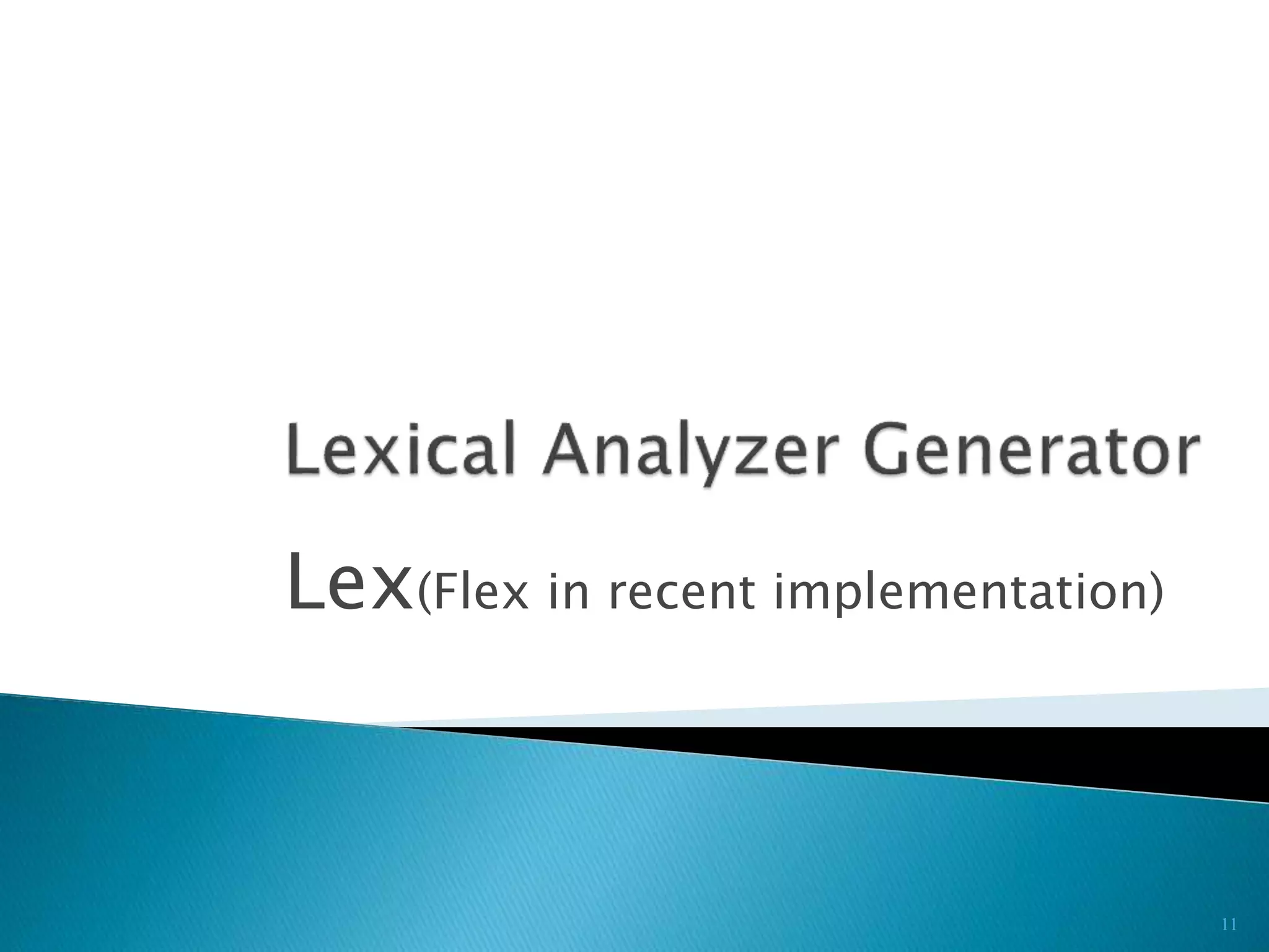 11
Lex(Flex in recent implementation)
 