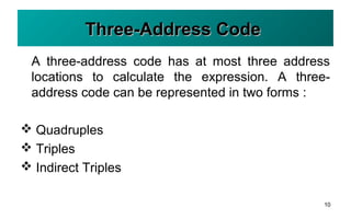 Intermediate code generation (Compiler Design) | PPT