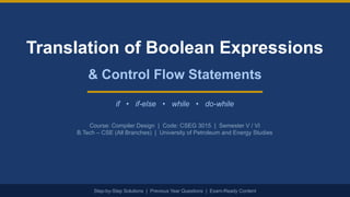 what are boolean expressions in compiler design -... Comprehensive Guide to Translating Boolean Expressions and Control Flow ...