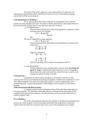 Compiler Design(NANTHU NOTES) | DOC
