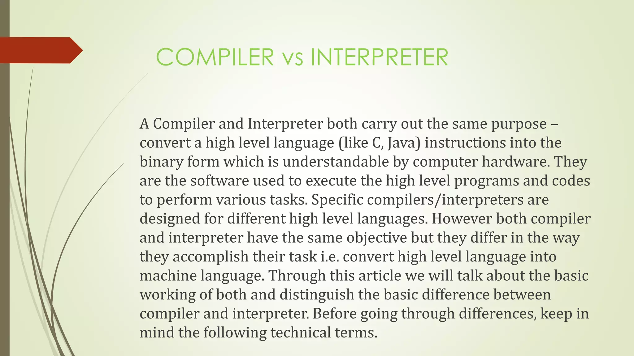 Compiler vs Interpreter-Compiler design ppt. | PPTX | Programming ...